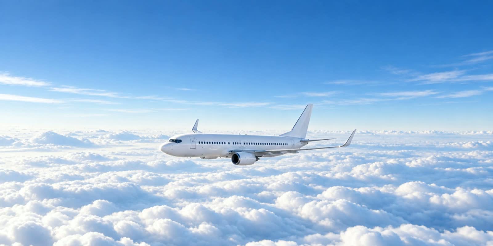 Passenger aircraft flying above the clouds